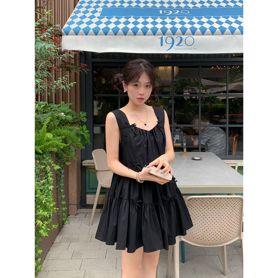 Betty house🌸พร้อมส่ง ชุดเดรสผู้หญิง เดรสสั้นน่ารัก ชุดมินิหวาน โบว์ ดีไซน์จีบหลวม เซ็กซี่แขนกุด รุ่นใหม่ล่าสุด - รูปที่ 2