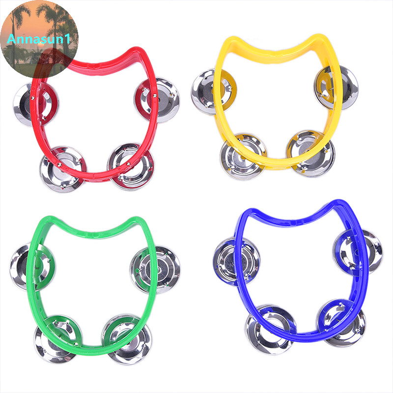 Annasun Hand Held Tambourine Metal Bell เครื่องกระทบพลาสติกสําหรับ KTV Party ของเล่นเด็กเกม
 ไทย
