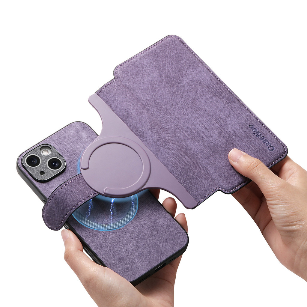 2 in 1 ที่ถอดออกได้การ์ด Solt กระเป๋าสตางค์สําหรับ Magsafe เคสโทรศัพท์แม่เหล็กสําหรับ iPhone 17 16 15 Pro Max 14 Plus 13 12 11 XS XR หนัง