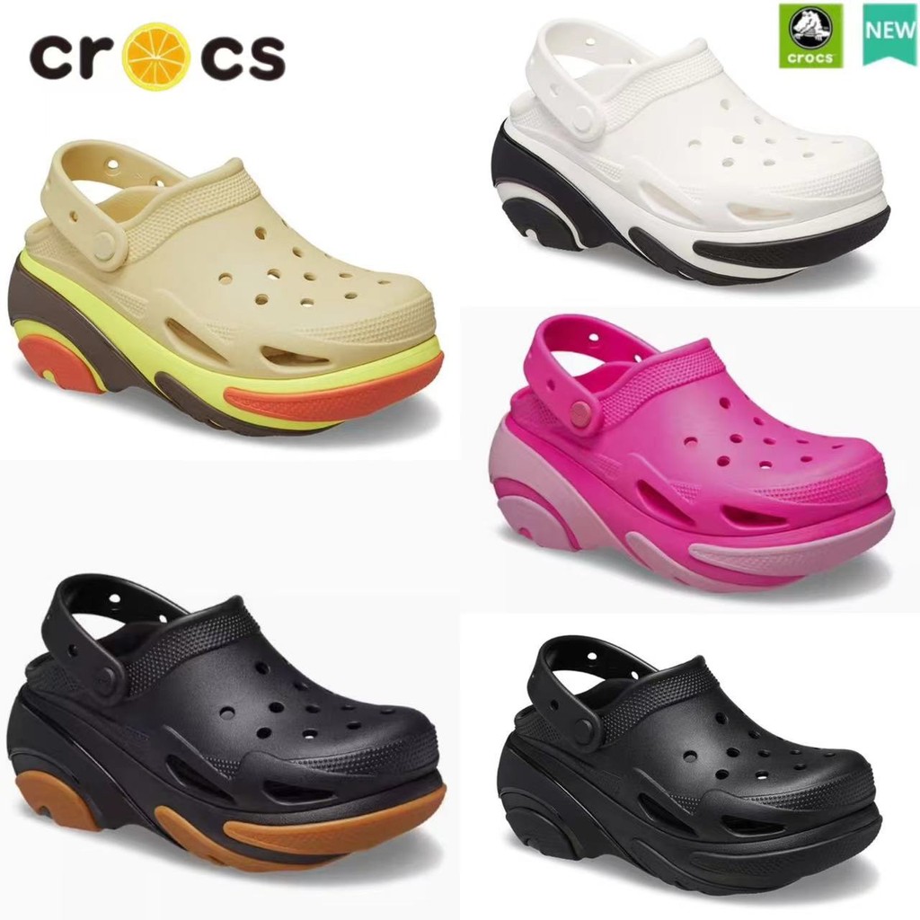 Croc Women Classic Crush Clog รองเท้าแตะชายหาดส้นหนาเพิ่มความสูงรองเท้าถ้ําพัฟเชลล์ 210061