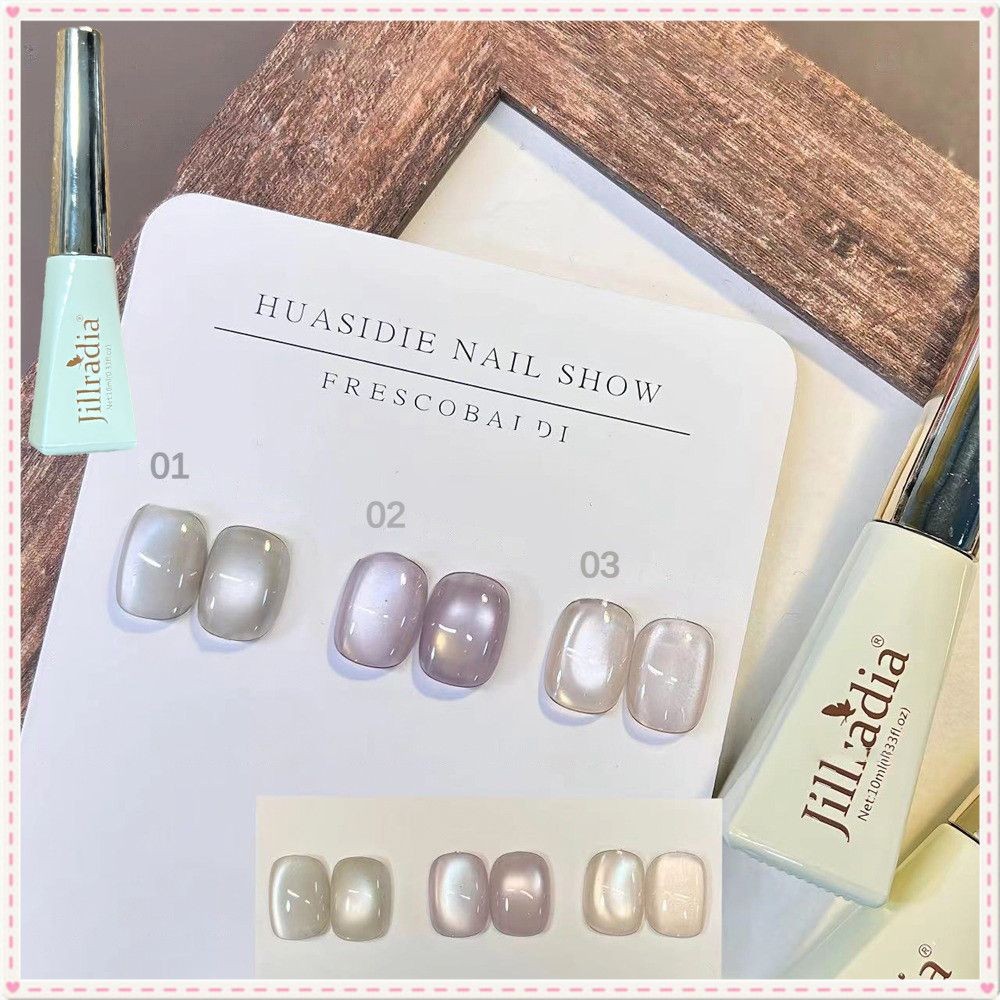 Jillradia น้ำยาทาเล็บ 3 สี / 1 ชุด Dawn Moonlight Cat's Eye เจลแก้วลูกปัด Cat Eye กาวโฟโตเทอราพีสำหรับตกแต่งเล็บ ร้านขายอุปกรณ์ทำเล็บ JOYFEEL