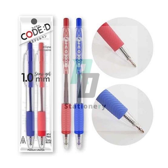 CODE:D ปากกา Semi-gel D'one 1.0 มม. แพ็กคู่ (แดง+น้ำเงิน)