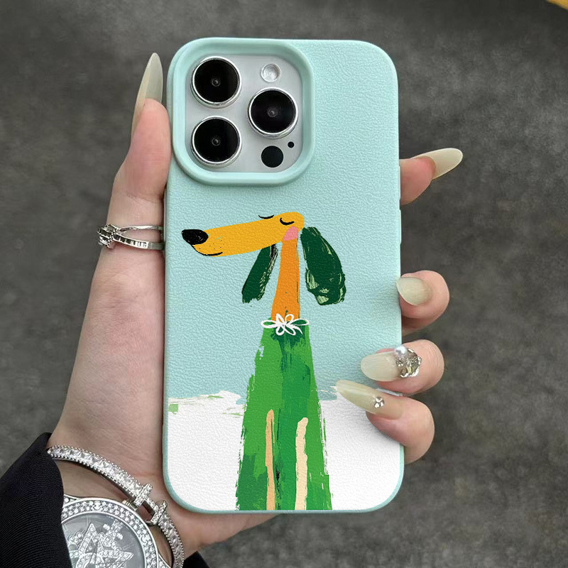 Angswer Breast-Up Puppy เคสโทรศัพท์หนังเทียมระดับไฮเอนด์พร้อมดีไซน์น่ารัก-Perfect Fit รวม 15 Pro MAX