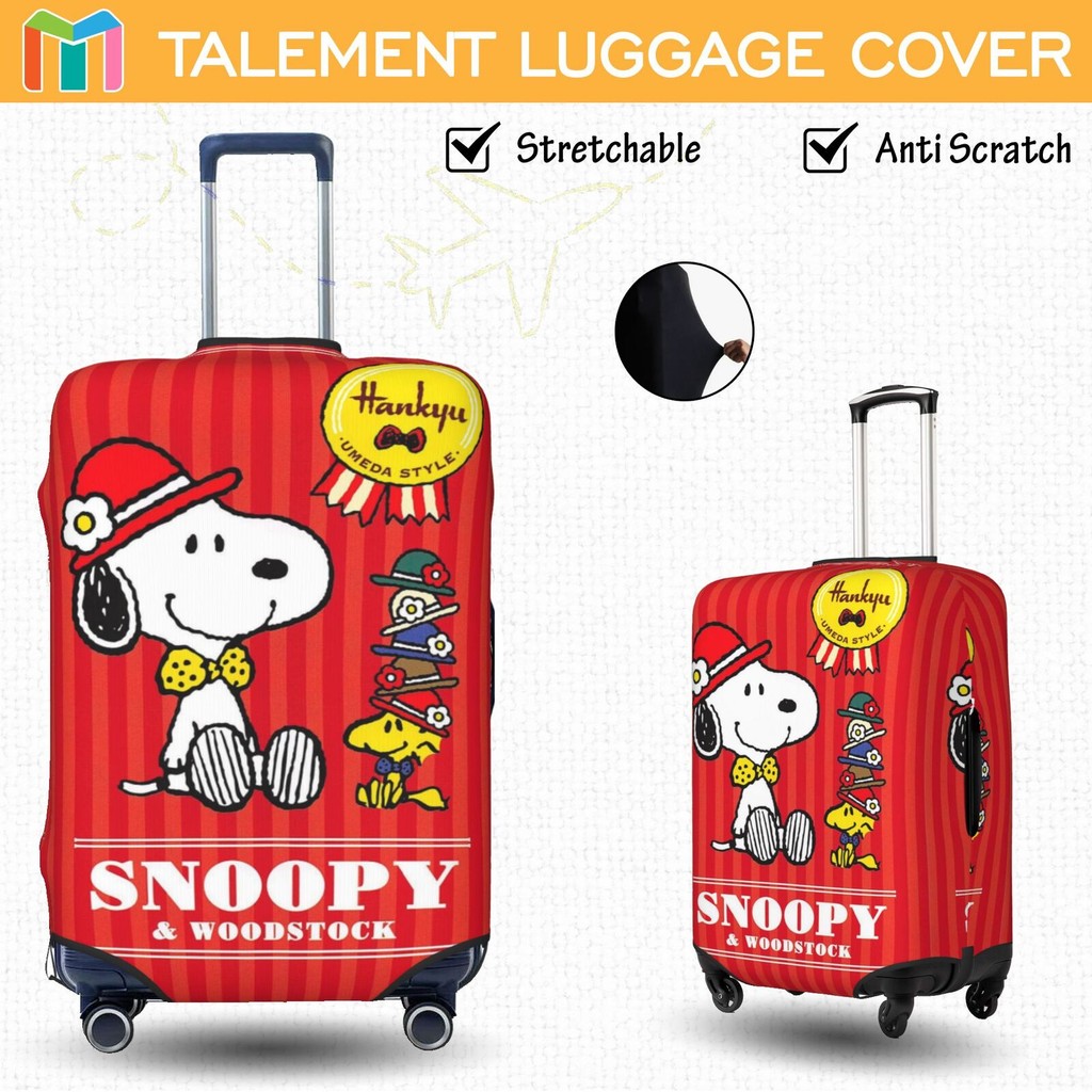 ผ้าคลุมป้องกันกระเป๋าเดินทาง Snoopy ผ้าคลุมกระเป๋าเดินทาง ผ้าสแปนเด็กซ์ แบบยืดหยุ่น ยืดหยุ่น Luggage Cover 18 20 22 24 26 28 30 32 นิ้ว 99A162