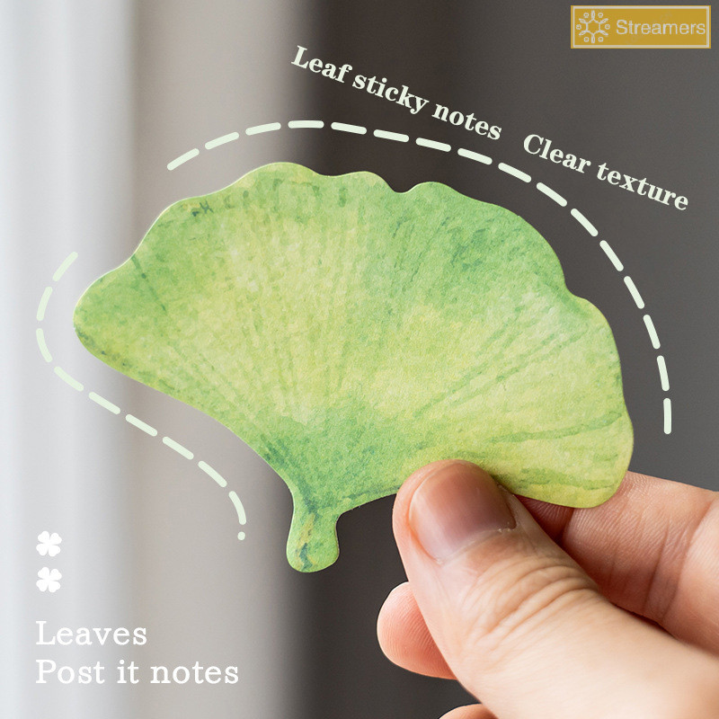{Streamers} 30 แผ่น Leaf Sticky Notes Ginkgo Lndus Leaf Memoranda ข้อความหนังสือป้ายสติกเกอร์บุ๊คมาร์ค Tearable Note Pad เครื่องเขียน Supply ใหม่