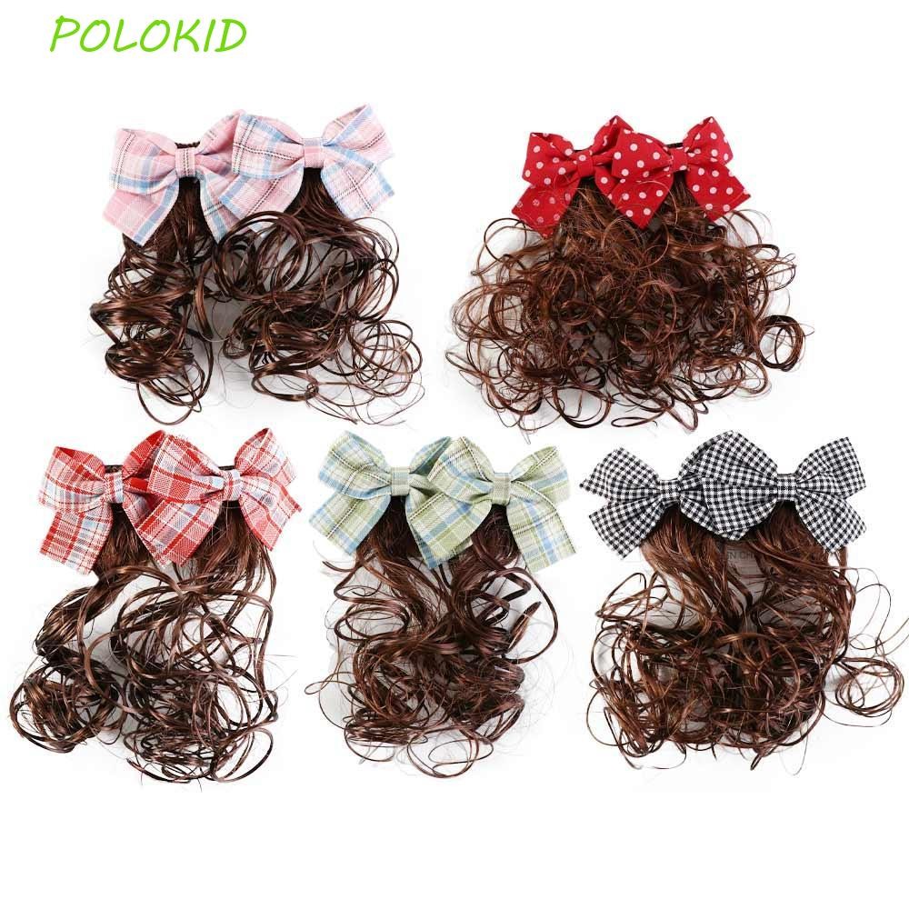 Polokid วิกผมเด็ก Hairpin ผมปุยธรรมชาติน่ารัก Fasion ทุกวันเด็ก Headwear สาวคุณภาพสูง Bowknot Hairclip