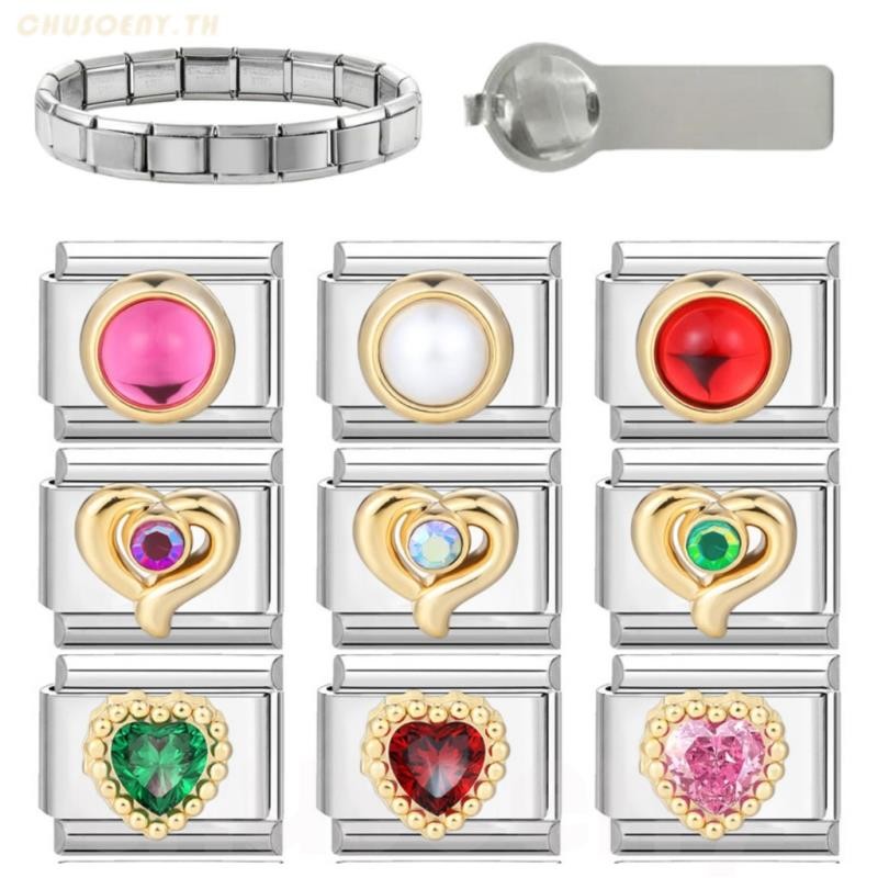 ยอดนิยม Love Unicorn Diamond รอบอิตาเลี่ยน Charm Links Fit 9 มม.สร้อยข้อมือสแตนเลสทําเครื่องประดับ