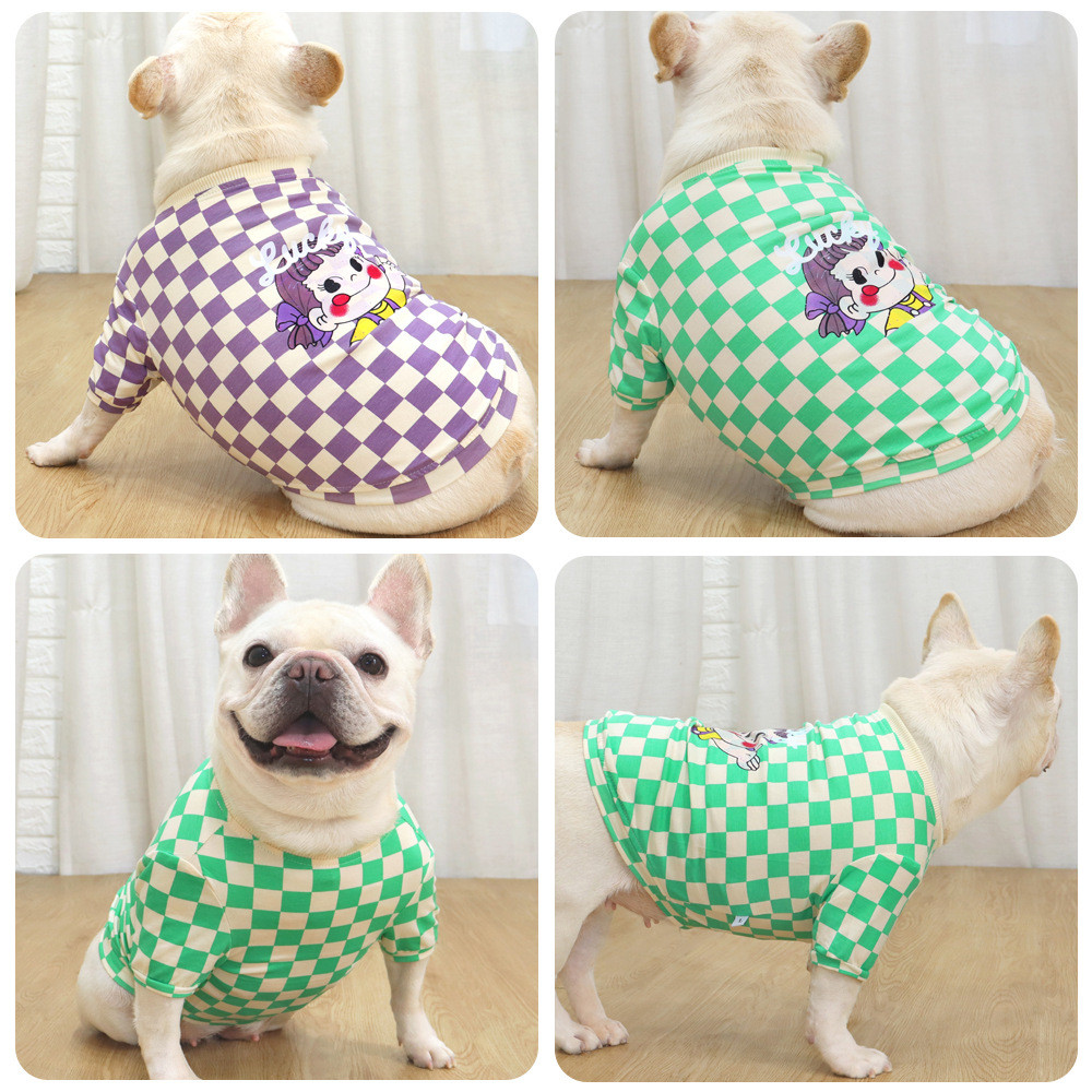 GOU-HOME ชุดหมา ขเสื้อผ้าสัตว์เลี้ยงสําหรับ French Bulldog วัสดุผ้าฝ้ายสไตล์ฤดูใบไม้ร่วง