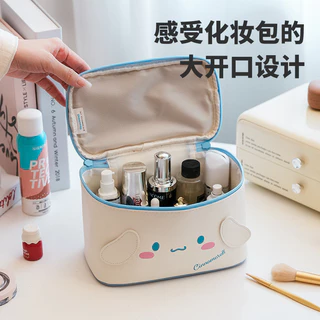 Sanrio Stereoscopic หูน่ารักการ์ตูนกระเป๋าเครื่องสําอาง Hello Kitty Cinnamoroll Melody Kuromi Travel กระเป๋าเก็บแบบพกพากระเป๋าถือ