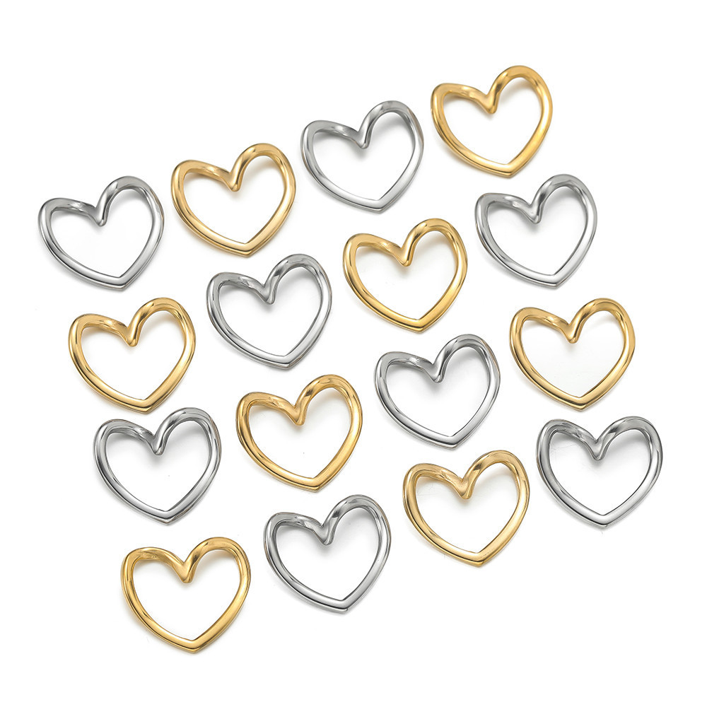 St. kunkka 5 ชิ้นสแตนเลสจี้หัวใจออกแบบแฟชั่น Hollow Heart จี้สําหรับ DIY สร้อยข้อมือสร้อยคอจี้ทํา