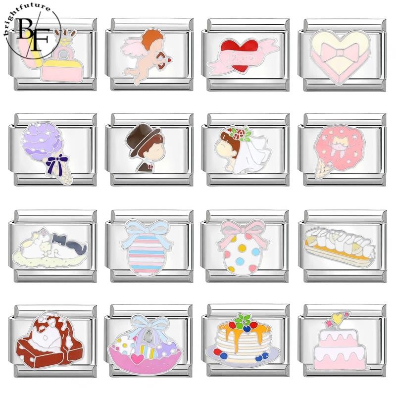 เจ้าสาวและเจ้าบ่าวอิตาเลี่ยน Charm สร้อยข้อมือ Fit 9 มม.สร้อยข้อมือสแตนเลส DIY เครื่องประดับทําอุปกรณ์เสริม Retro บุคลิกภาพโมดูลสร้อยข้อมืออุปกรณ์เสริม