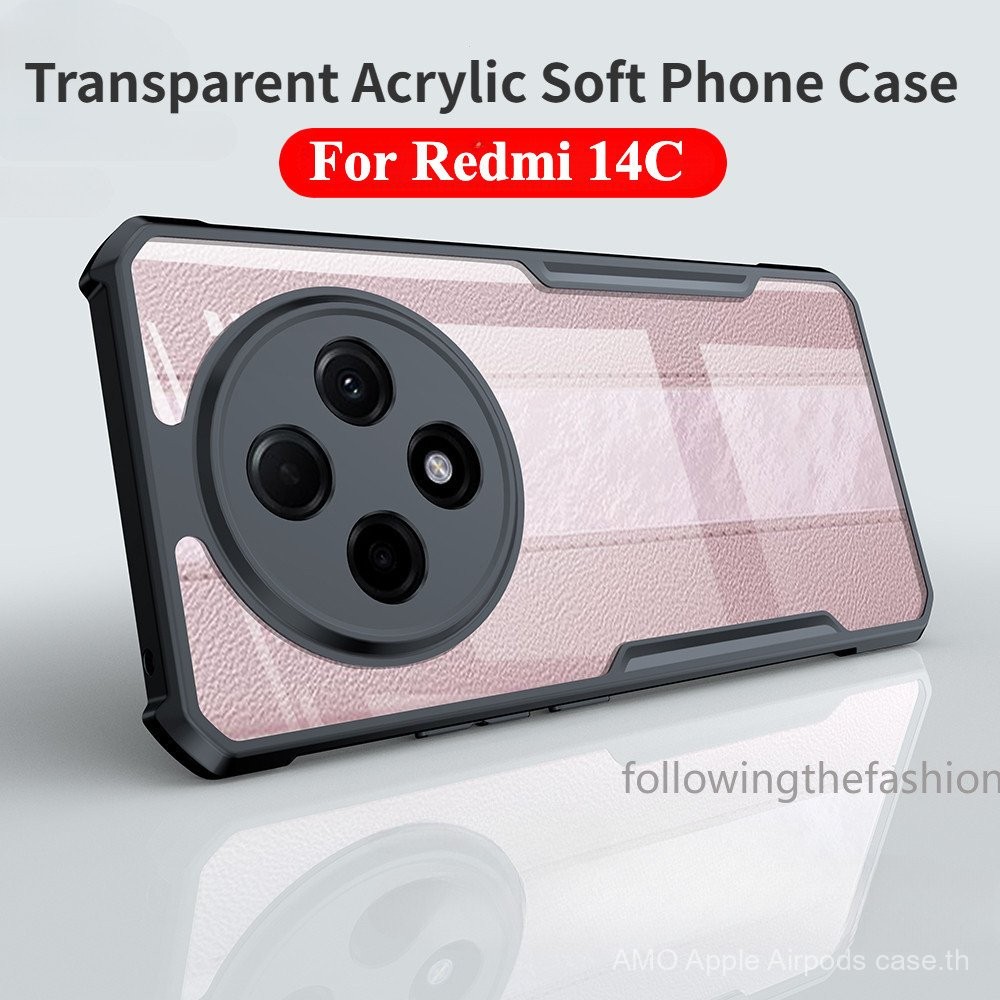 สำหรับ redmi 14C 4G redmi14 C 2024โปร่งใสซิลิโคนกันกระแทกเคสใส่โทรศัพท์กล้องเต็มเลนส์ป้องกันกลับ Anti-Fall ฝาหลัง sval