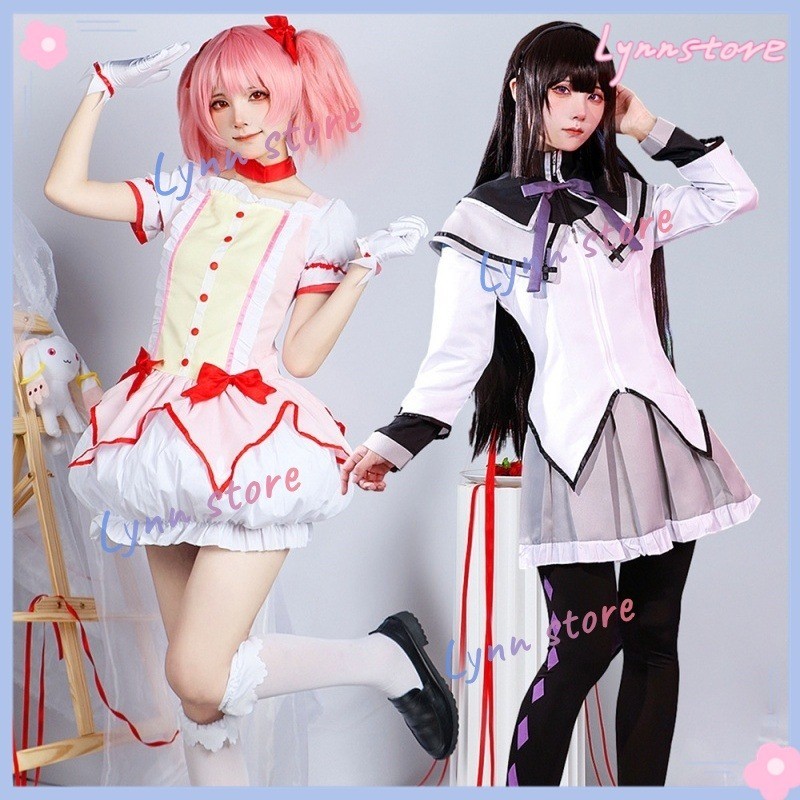 Madoka Magica คอสเพลย์เครื่องแต่งกาย Kaname Madoka Akemi Homura คอสเพลย์สาวน่ารักชุดวิกผมชุดอะนิเมะ Party Carnival เครื่องแต่งกาย