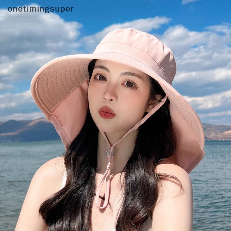 Onetimingsuper ฤดูร้อนผู้หญิงหมวกผ้าคลุมไหล่น้ําหนักเบา Breathable Face คอป้องกัน Sun หมวกหมวกชายหาดออกแบบ Travel OTP