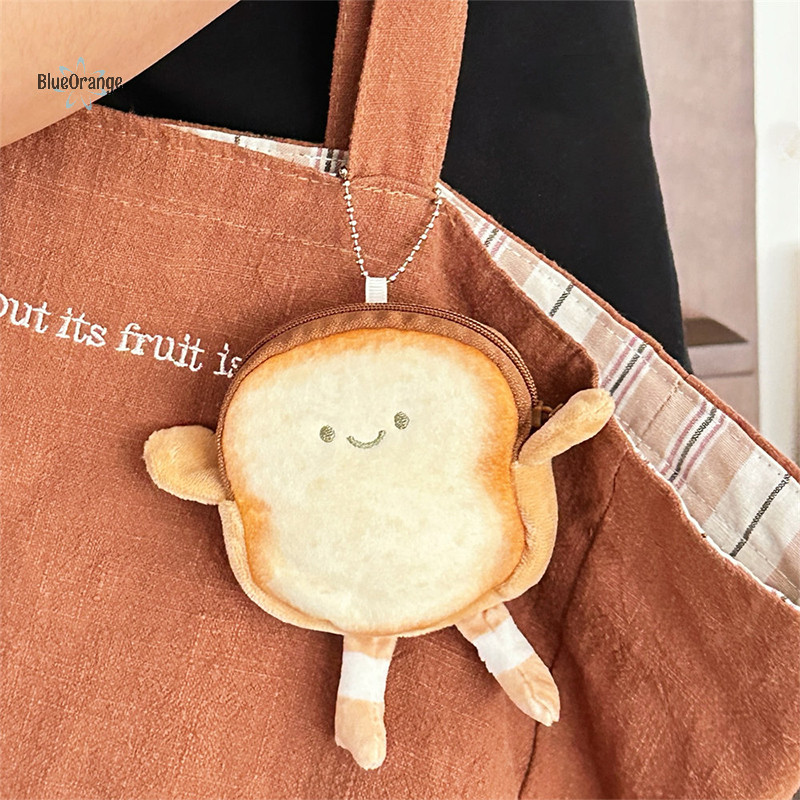 ใหม่ ใหม่ Creative Toast ขนมปัง Plush กระเป๋าเงินเหรียญแฟชั่น Kawaii Mini Key Card หูฟังเก็บกระเป๋าสตางค์การ์ตูนกระเป๋าจี้ hot