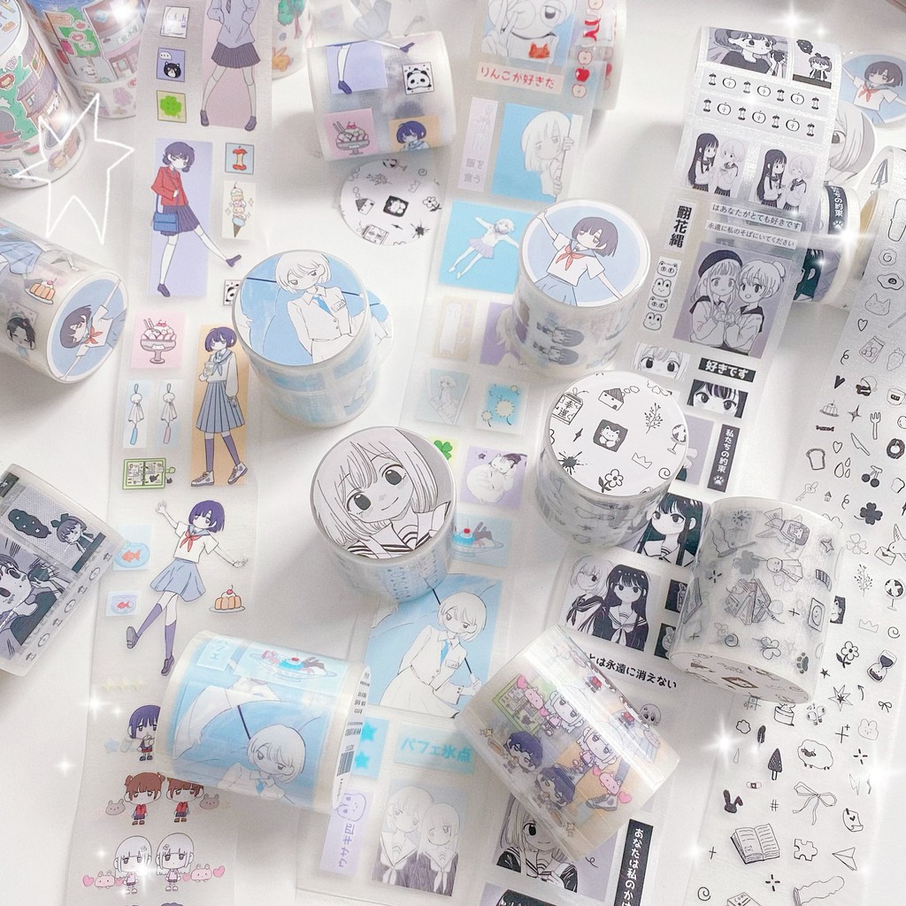 สินค้าใหม่ PET Die-Cut Sticker Roll Handbook Sticker Cute diy