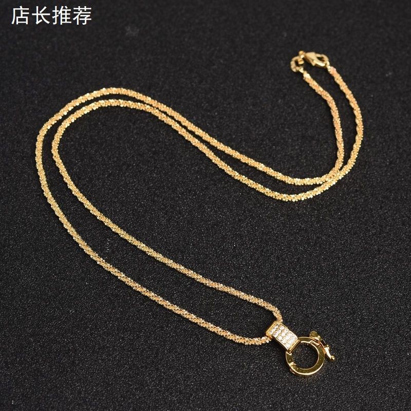 โซ่พร้อมตัวคล้องโลหะ มีเม็ดคริสตัลเล็กๆ สำหรับสร้อยคอและสายพวงพระ FPL23