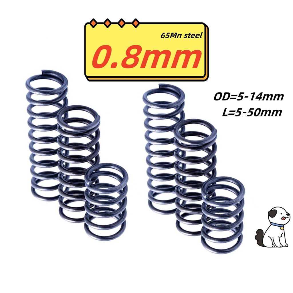 [FGHT7-y] สปริงกด-สปริงดัน สปริงอัด สปริงดันทั่วไป เหล็กสปริง 65Mn Compression Spring d0.8mm * OD5-14mm * L5-50mm