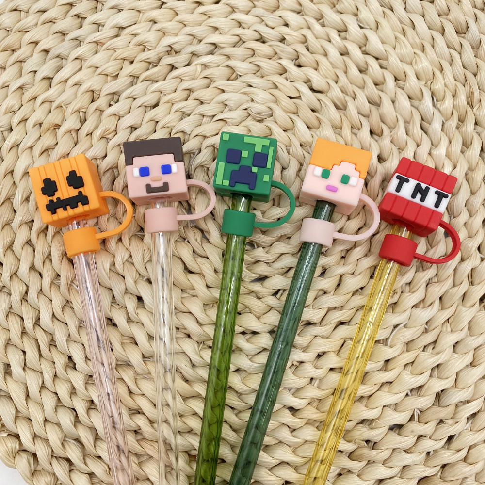 Minecraft สินค้าการ์ตูนสามมิติหมวกฟางป้องกันฝุ่นปลั๊กการคุ้มครองสิ่งแวดล้อม PVC STANLEY 10 มม.ฟาง