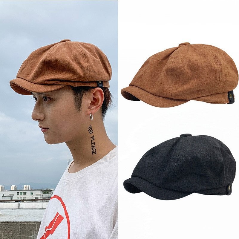 ผู้ชายผู้หญิงผ้าฝ้ายแท้ Beret หมวกสไตล์วินเทจ Hip Hop Cool หมวก Newsboy หมวก
