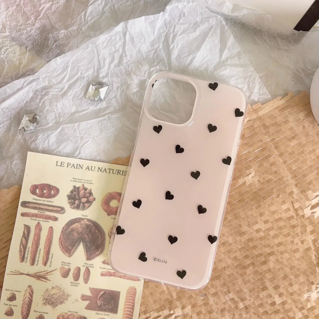 เคสโทรศัพท์ เหมาะสําหรับ iPhone x xs xr xsmax 11 12 13 14 15 16 Pro max Plus พื้นหลังสีขาว Black Lov