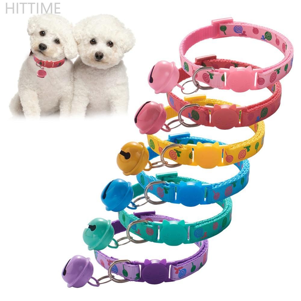 Hittime 1 ชิ้นปรับ Breakaway ปลอกคอแมว Bell Rainbow Cat Collar สุนัข Lollipop พิมพ์สัตว์เลี้ยงแมวสร้อยคอสําหรับสุนัขขนาดเล็ก F9X3