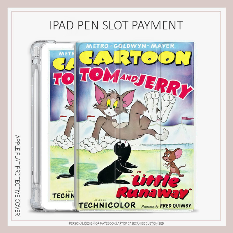 การ์ตูน Tom Jerry case iPad 10.2 gen7/8/9 gen10 air4/5/6 mini6 case iPad 2022 pro11 pro12.9 pro13 20