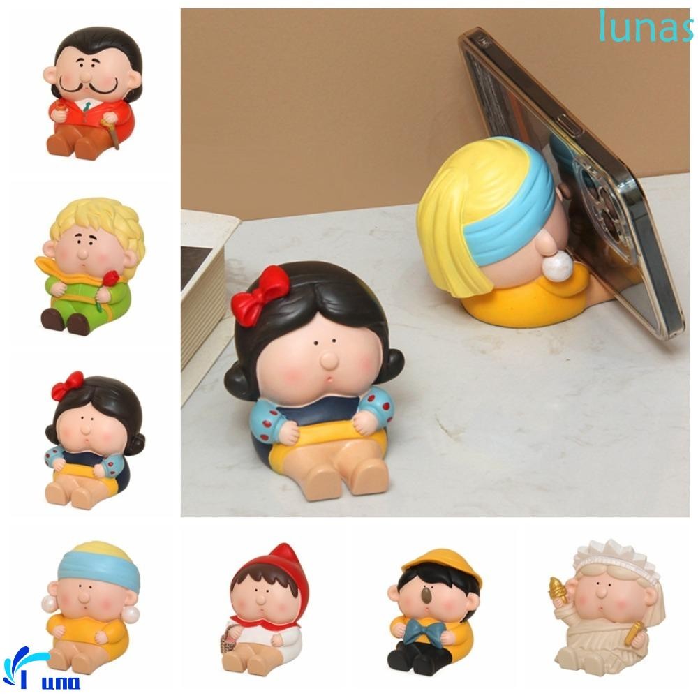 Lunasol ที่วางโทรศัพท์ศิลปินการ์ตูน, Le Petit Prince Snow White Artist Phone Holder, Phone Support Doll Resin Support Mobile Phone Bracket โทรศัพท์มือถือ
