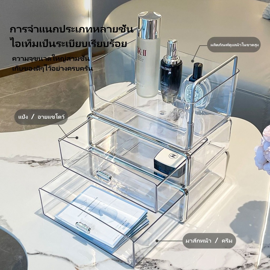 ตู้เก็บเครื่องสำอาง, ตู้เก็บของโต๊ะเครื่องแป้ง, ตู้เก็บของลิ้นชักใสป้องกันฝุ่น,