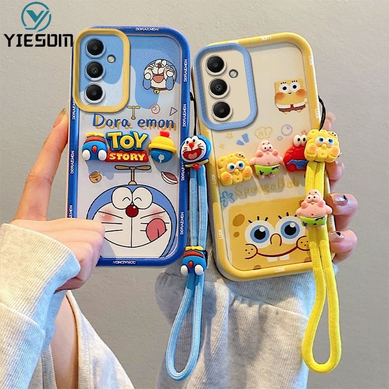 SAMSUNG เคสโทรศัพท์สําหรับsamsung Galaxy A15 A25 A35 A55 5G A14 A24 4G A34 A54 5G 3Dตุ๊กตาการ์ตูนKuromi Pochaccoพร้อมสายรัดข้อมือซิลิโคนปกอ่อน