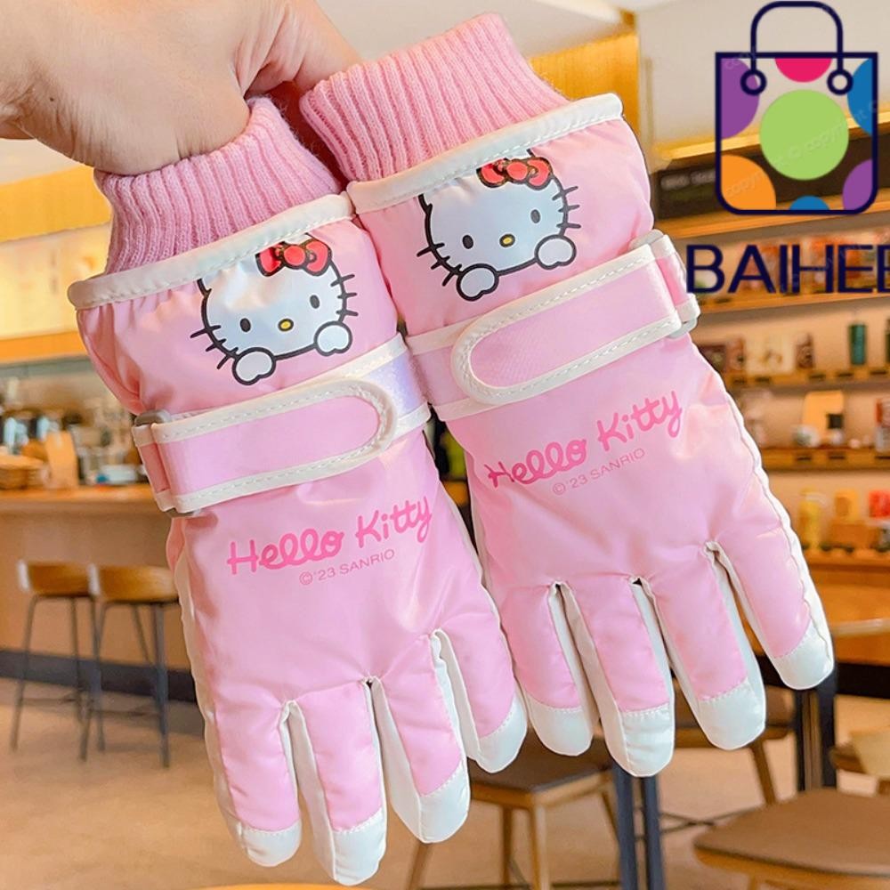 SANRIO ไป๋เฮ ถุงมืออุ่น, อะนิเมะ ซานริโอ บวก ถุงมือสกีเด็กทนความเย็น, ถุงมือปั่นจักรยานฤดูหนาวกันลมหนาคุณภาพสูง