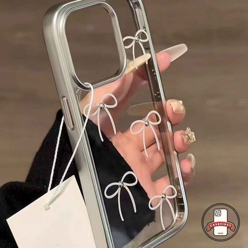 โบว์หวานน่ารักใสนุ่มเคสสำหรับ IPhone 13 15 11 12 14 Pro Max XR X XS MAX 7Plus 14 8 7 15 Plus SE 2020