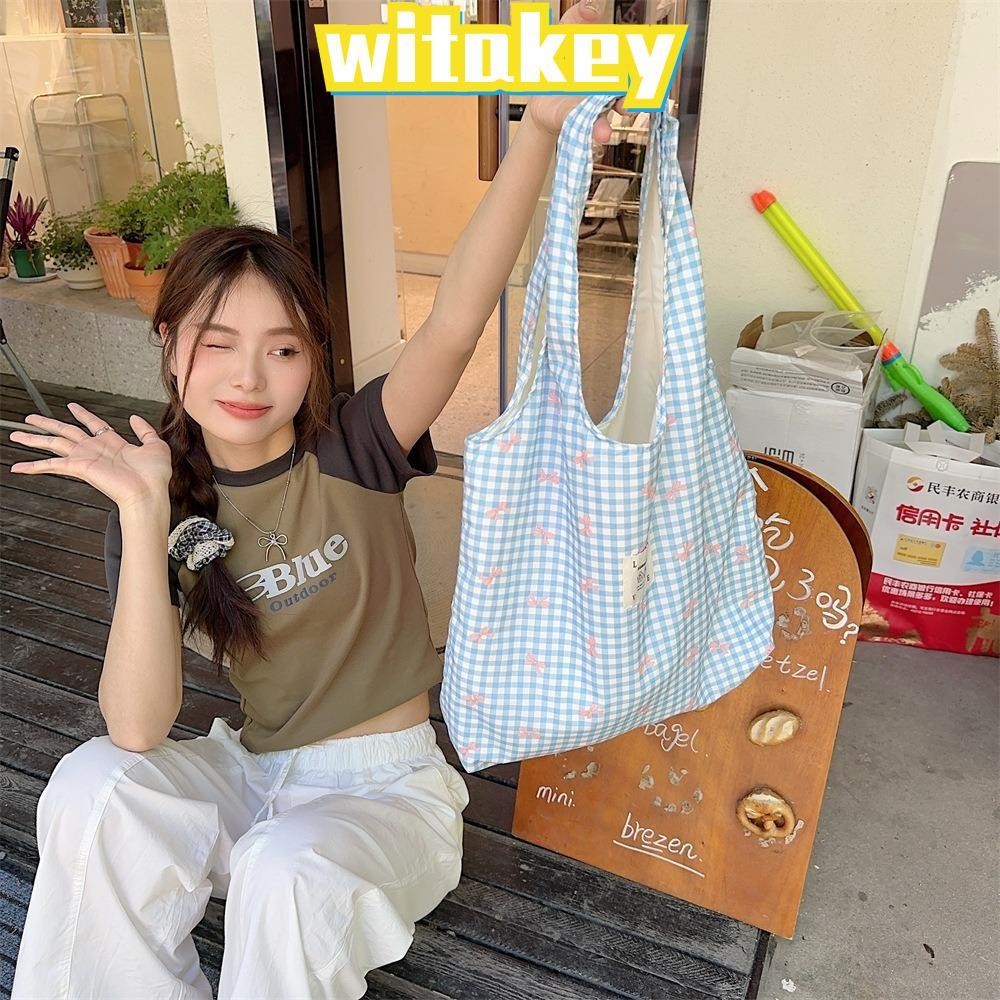 กระเป๋าผ้าแคนวาส WITAKEY กระเป๋าสะพายอินเทรนด์ความจุขนาดใหญ่ ขายร้อน Casual Canvas Retro Underarm Bag Lady