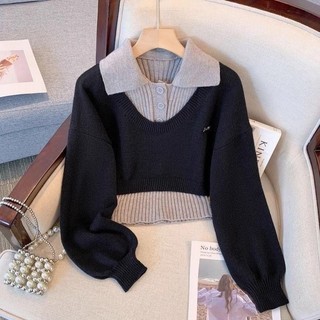 2024 Preppy Short Sweater Autumn Winter Two-Piece Suit Knitwear Top