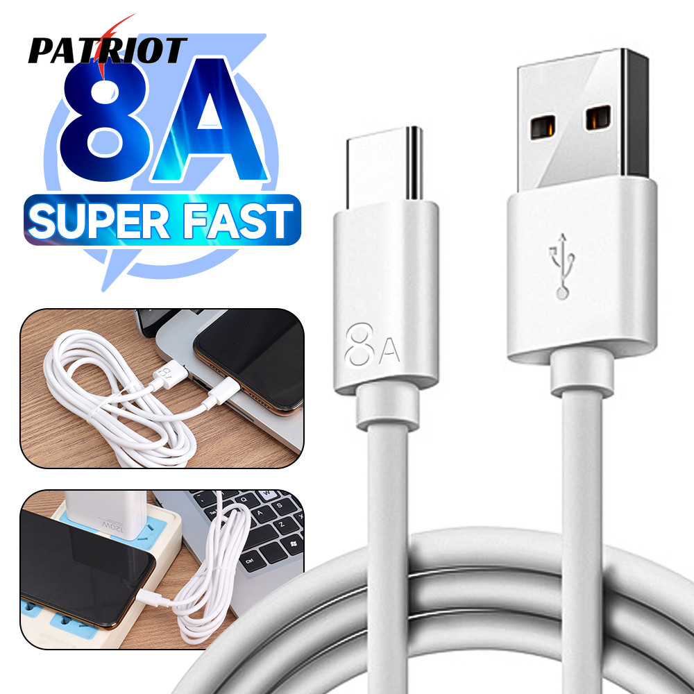 สายชาร์จ USB-C 1/1.5/2M 8A - สากล ทนทาน หนา - การถ่ายโอนข้อมูลความเร็วสูง - โทรศัพท์แท็บเล็ต สายชาร์จเร็วสุด - สาย USB-A ถึง Type-C