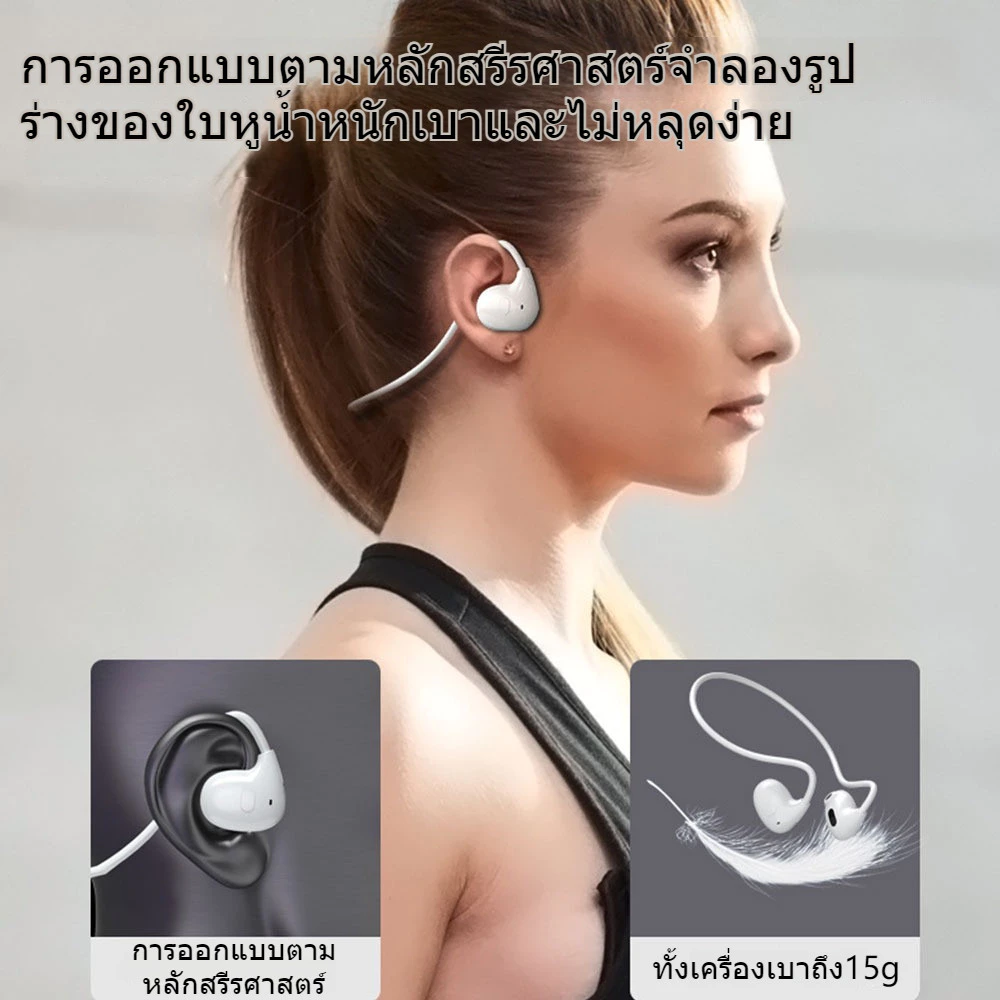 HIFI หูฟังบลูทูธ ไม่มีในหู Bluetooth 5.3 หูฟังออกกำลังกาย