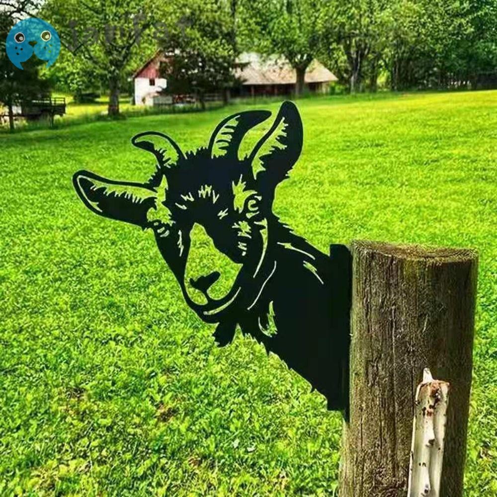 Janfat ระเบียงลานตกแต่ง, Peeping Cow Courtyard โลหะสวน Art Protector, ของขวัญสร้างสรรค์สัตว์ Voyeur การ์ตูนกลางแจ้งรูปปั้นกลางแจ้ง
