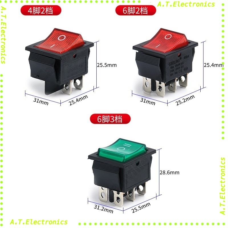 สวิทช์2ทาง ปิด-เปิด มีไฟ 4ขา ไฟ220Vรุ่นKCD4
