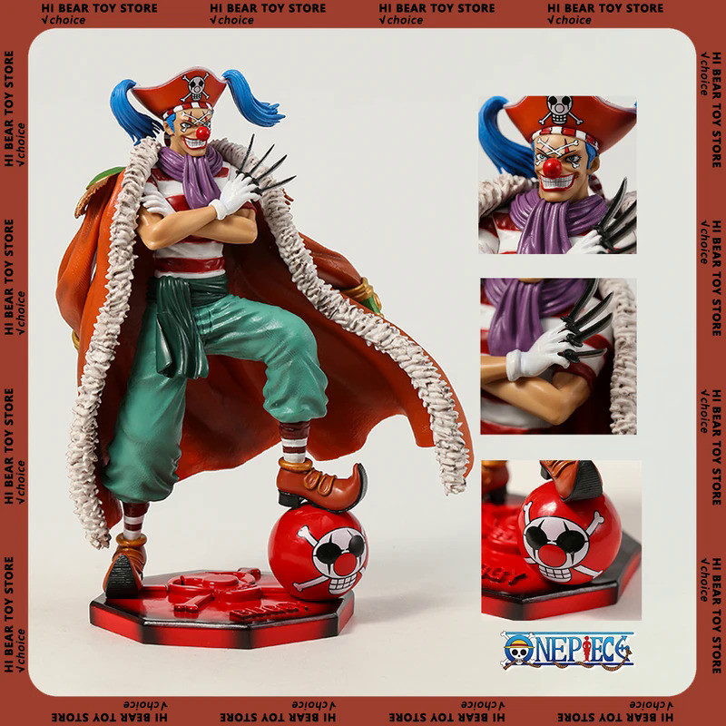 One Piece Anime Figure Four Emperors Clown Buggy Figures 26cm PVC Statue Model Collection Desktop De