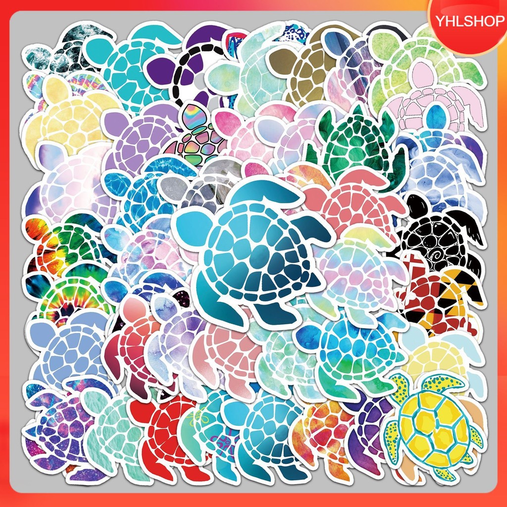 YHL พร้อมส่ง 50แบบ สติกเกอร์ เต่าทะเล เต่ากระ เต่าตนุ เต่ามะเฟือง Sea turtle animal sticker