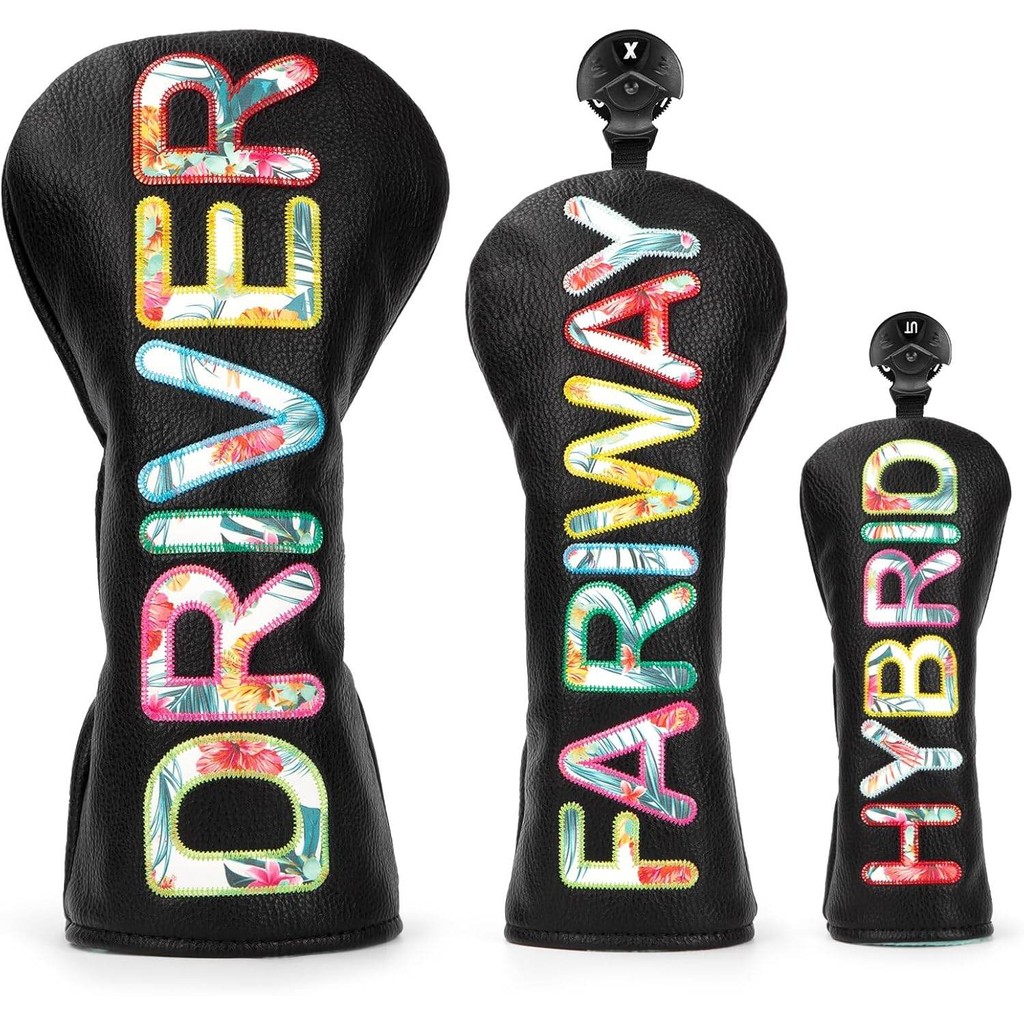 สไตล์เขตร้อนกอล์ฟคลับครอบคลุมสีดําพรีเมี่ยมไดร์เวอร์กอล์ฟ Fairway 3 ไม้ Hybrid ฝาครอบ Headcovers - 1 PC Hybrid Headcover