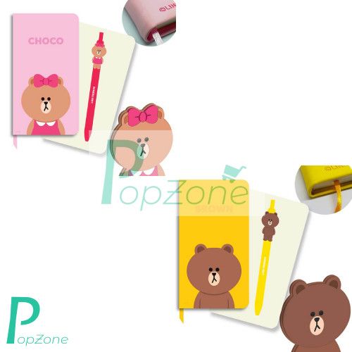 KIAN-DA Set เครื่องเขียน (เคียนดะ) LINE FRIENDS สมุดโน๊ต+ปากกาเจลซิลิโคน ลิขสิทธิ์แท้