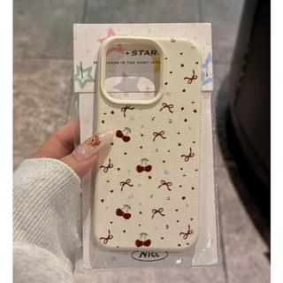 เคสกันกระแทก สำหรับ iPhone 17 AIR 18 16 15 14 Pro Max Plus 11 12 13 Pro Max 18Pro 16Plus ซองหนัง มือถือลายเชอร์รี่น่ารัก