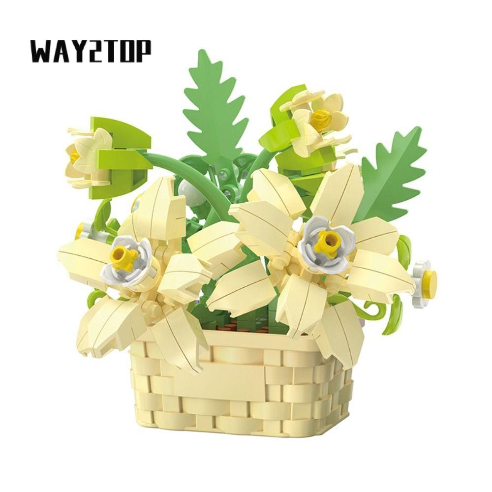 Way2top บล็อกตัวต่อ, เครื่องประดับ DIY ตะกร้าดอกไม้, ของเล่นเด็กสร้างสรรค์ที่น่าสนใจรุ่นพืชกระถาง