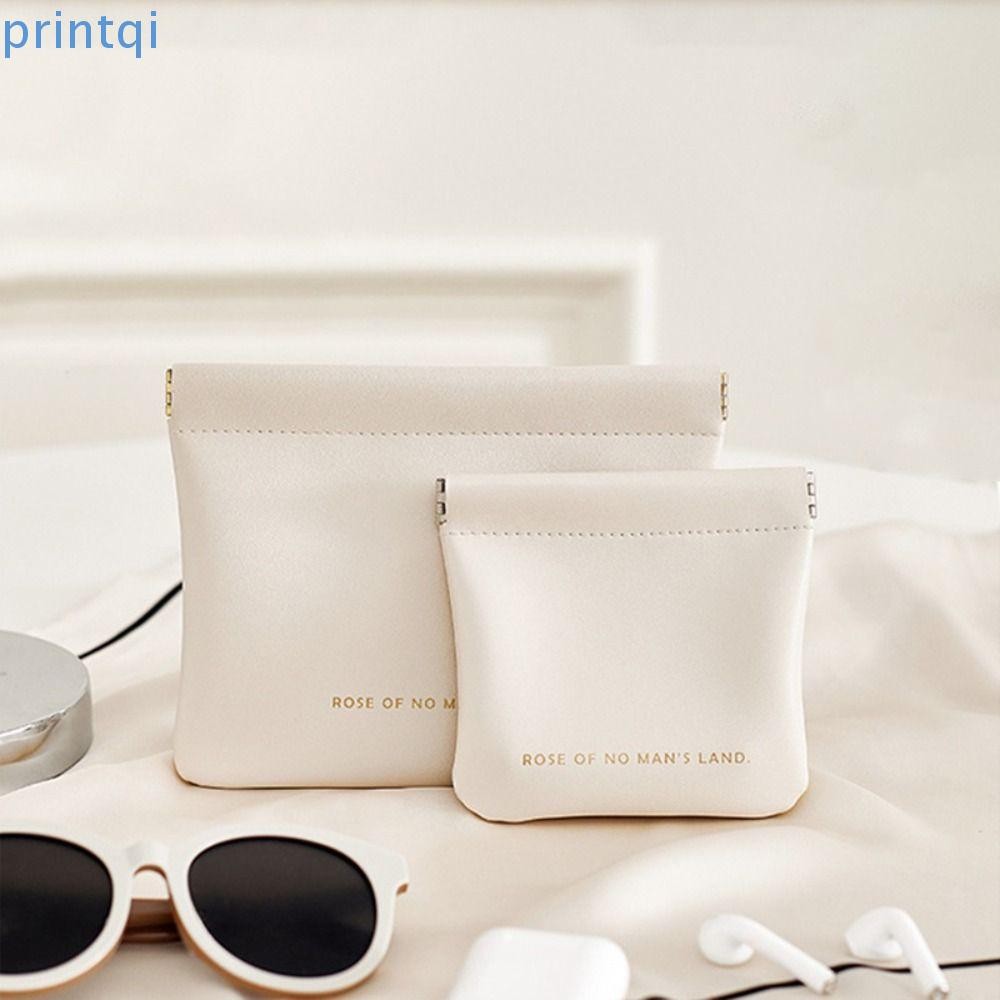 Printqi กระเป๋าจัดระเบียบเครื่องสําอาง, กระเป๋าแต่งหน้าลิปสติก PU ขนาดเล็ก, แฟชั่นเดินทางแบบพกพา Simple Key กระเป๋าใบเล็กผู้หญิงหญิง