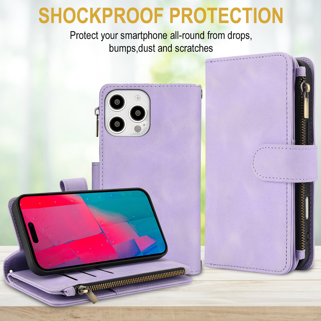 หรูหรา PU หนังกระเป๋าสตางค์ช่องใส่การ์ดหลายสําหรับ iPhone 12 Pro MAX 12 mini 11 Pro MAX XR X XS MAX 6 PLUS 7 PLUS 8 PLUS กันกระแทกป้องกันปลอกเชือกยาว