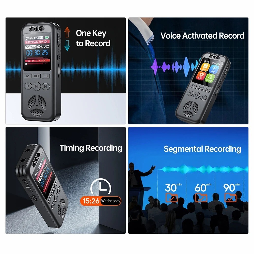เครื่องบันทึกเสียงดิจิตอลเครื่องเล่น MP3 ความละเอียดสูง ลดเสียงรบกวน ของ เครื่องเล่นเสียงหนึ่งคลิกอุปกรณ์บันทึกเสียงแบบพกพา