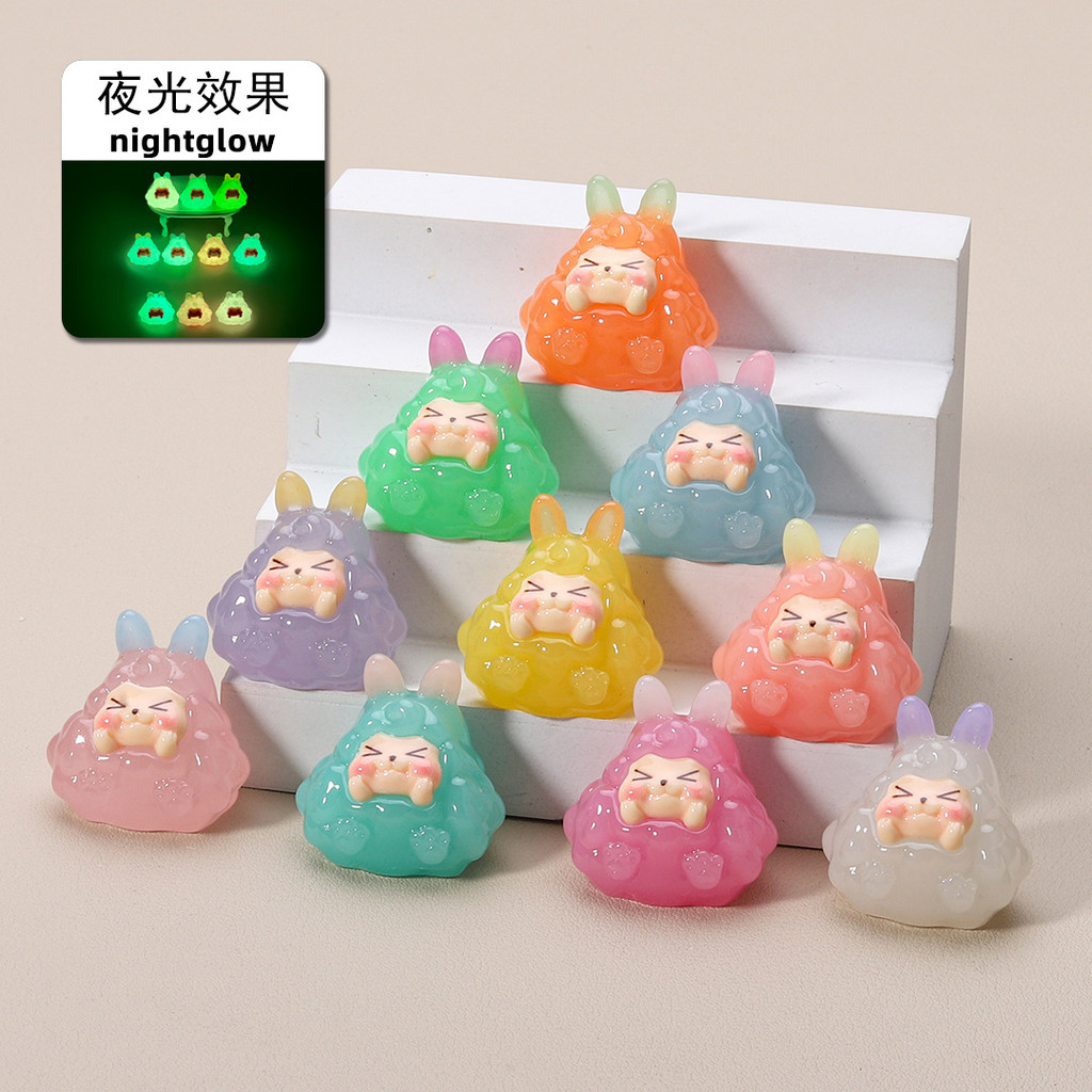 10ชิ้นเรืองแสงเรืองแสงไล่ระดับสีหูเยลลี่3ง คิคิ เรซิ่นเสน่ห์สําหรับ ทําเอง (4-345)