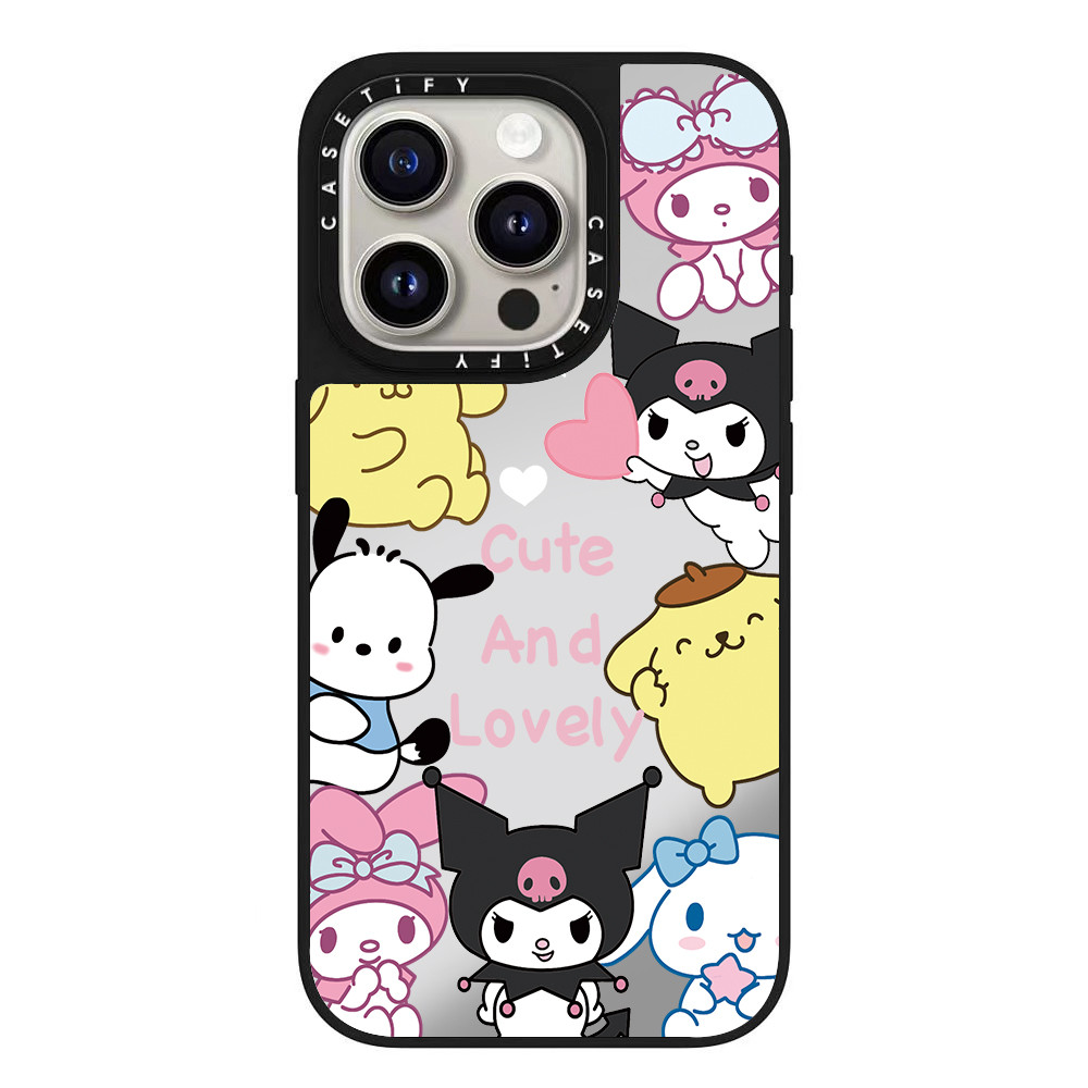 Caseti เคสโทรศัพท์กระจกคุณภาพสูงเหมาะสําหรับ iPhone 16promax 16pro 16 plus 15 promax 14 promax 15 pro 14 pro 13 pro 12 แฟชั่นป้องกันการตก Sanrio Kuromi