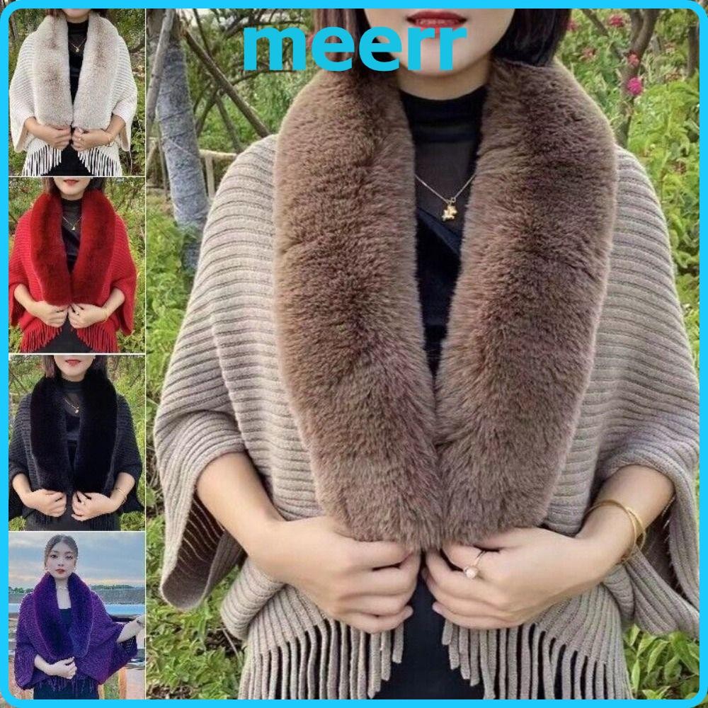 Meerr ถักผ้าคลุมไหล่สตรีคาร์ดิแกนเคปเสื้อคลุมฤดูหนาวที่อบอุ่น